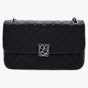 Louis Quatorze Chic Black Quilted Shoulder Bag